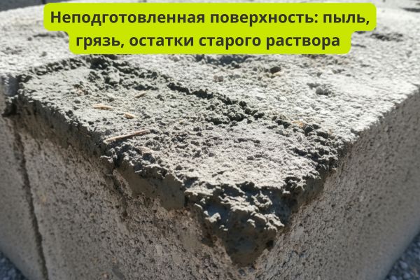 Неподготовленная поверхность перед кладкой фото